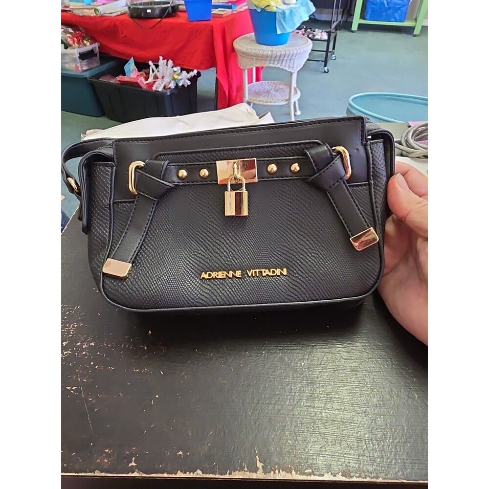 Black Adrienne Vittadini Handbag  Multi Comp Shoulder Strap
